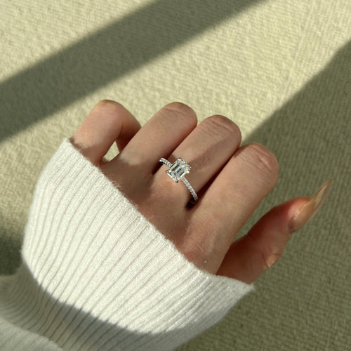 Anillo Moissanita Esmeralda 2.0CT