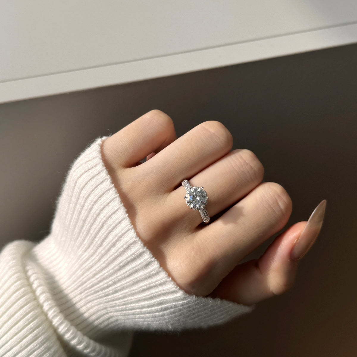 Anillo Moissanita Redonda 2.0CT