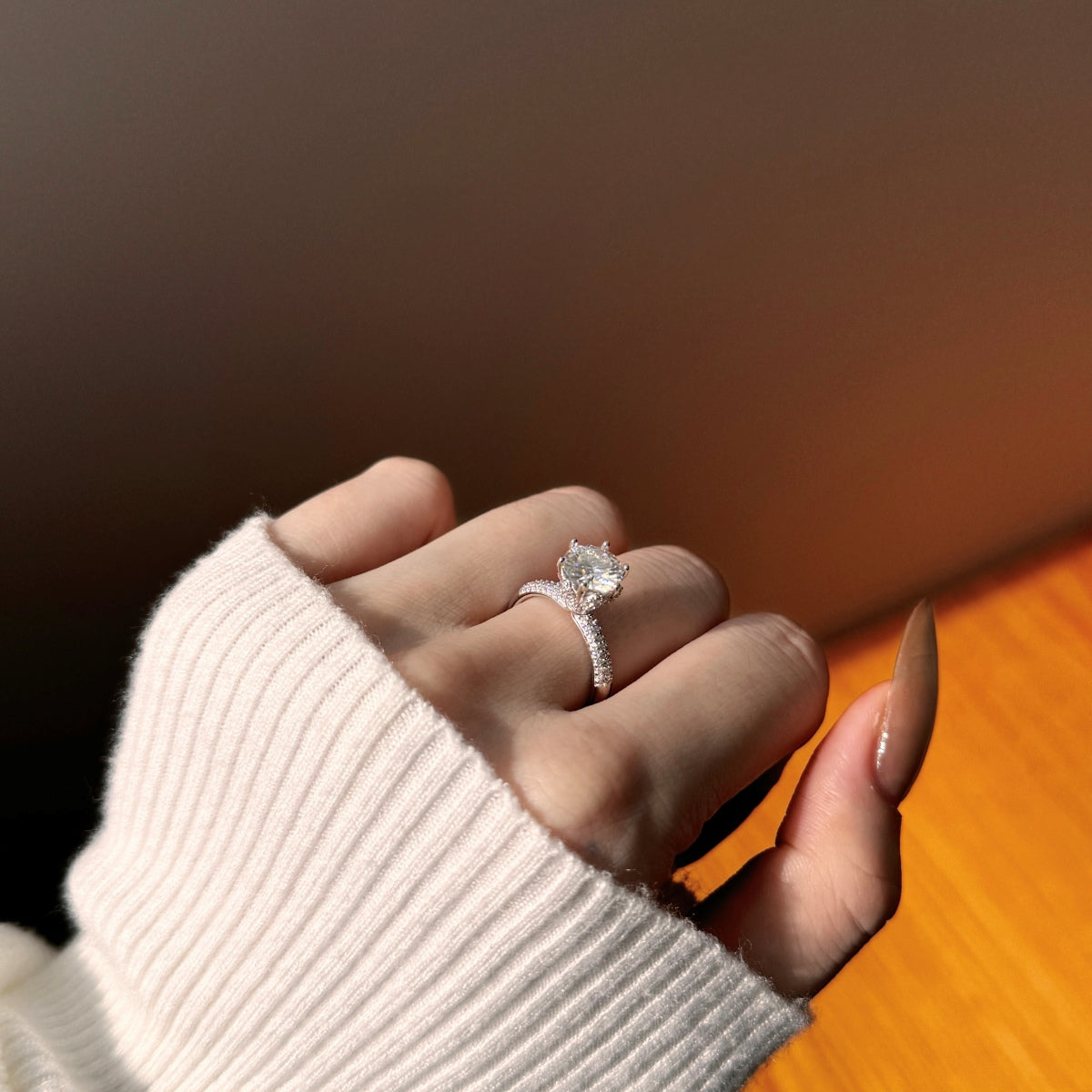 Anillo Moissanita Redonda 2.0CT