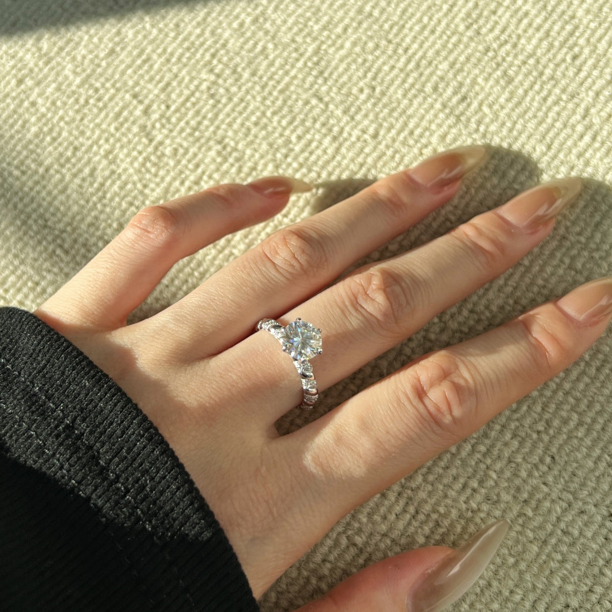 Anillo Moissanita Redonda 2.0CT