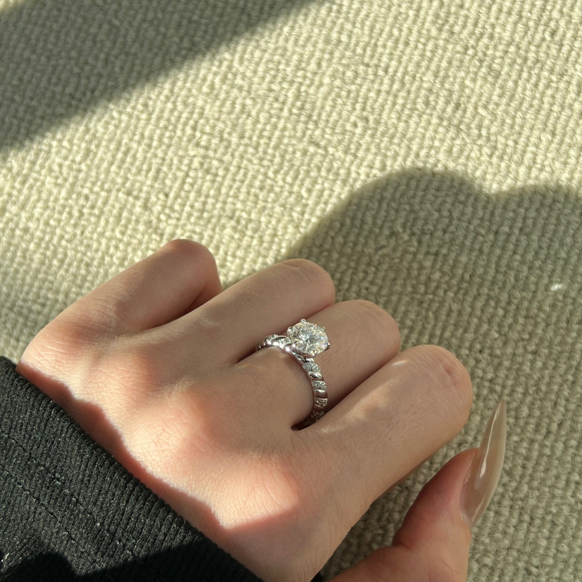 Anillo Moissanita Redonda 2.0CT