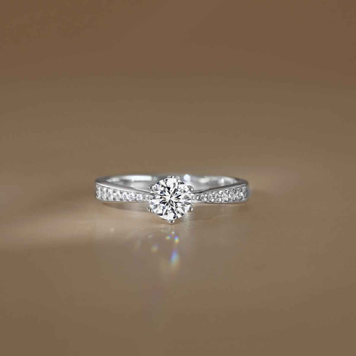 Anillo Moissanita Redonda 0.5CT