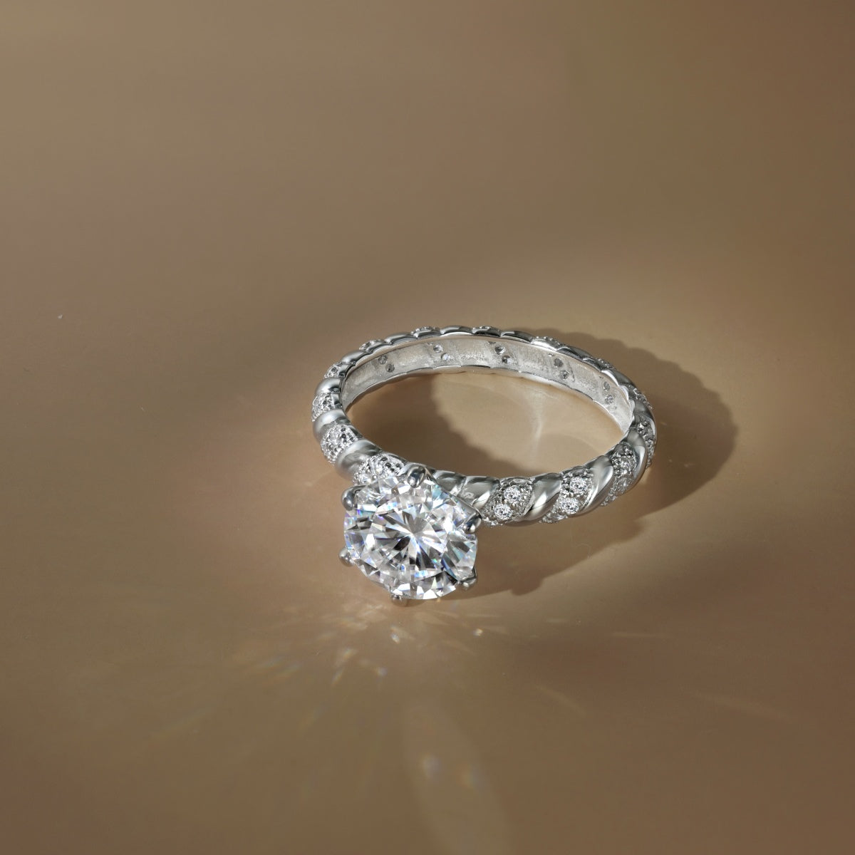 Anillo Moissanita Redonda 2.0CT