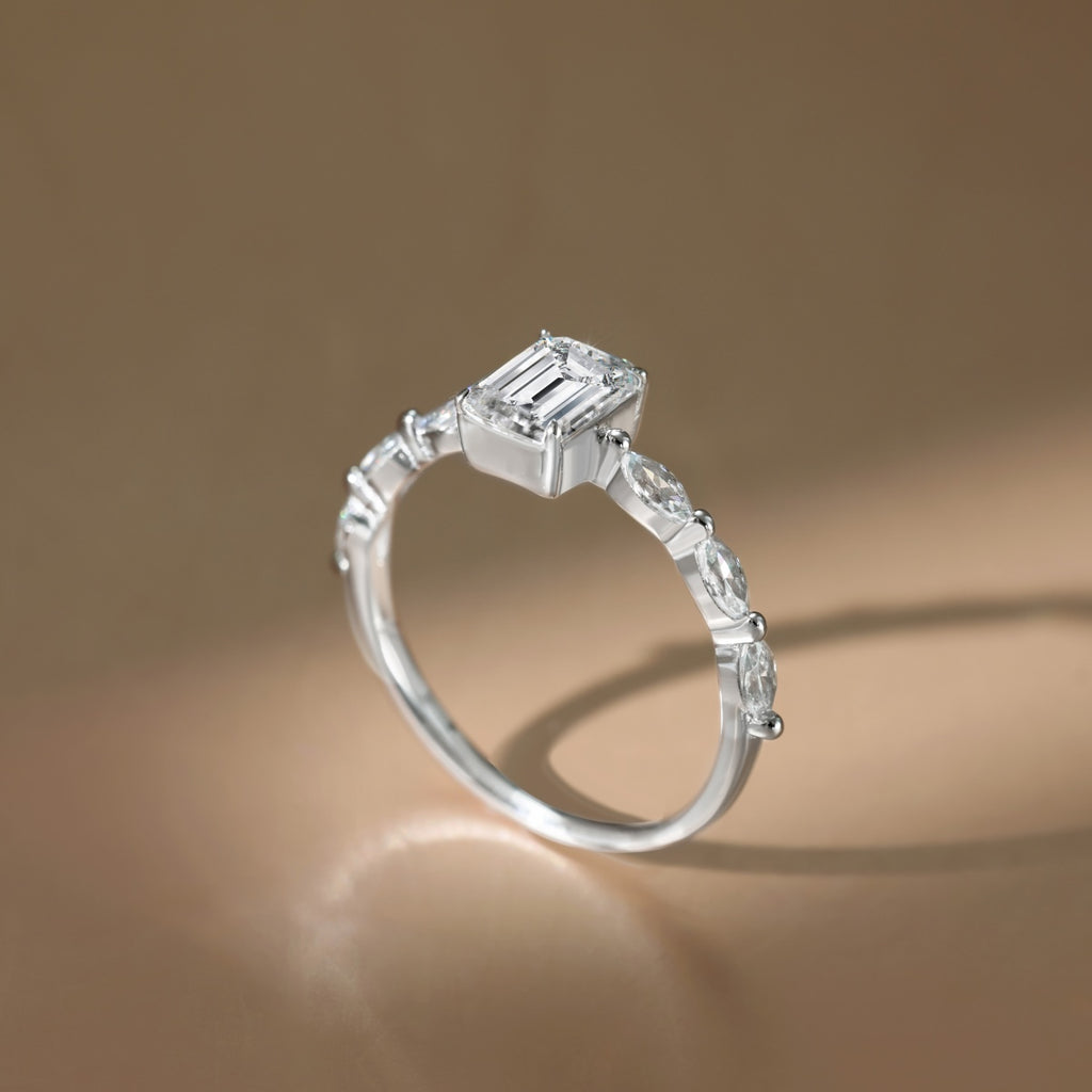 Anillo Moissanita Esmeralda 1.0CT