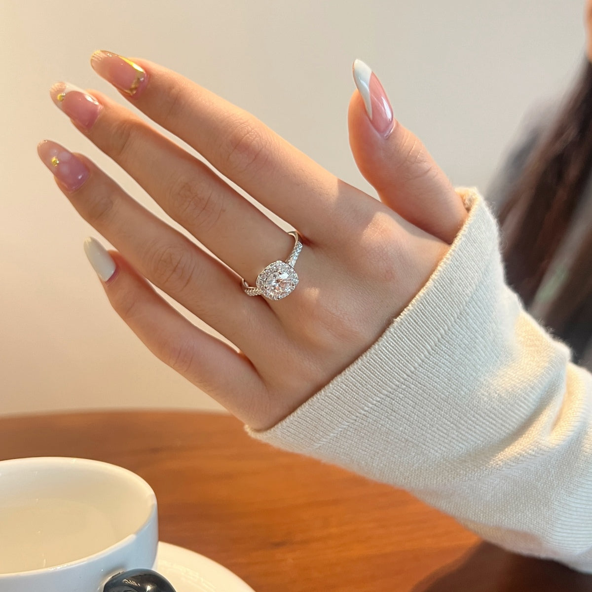 Anillo Moissanita Halo 1.59CT