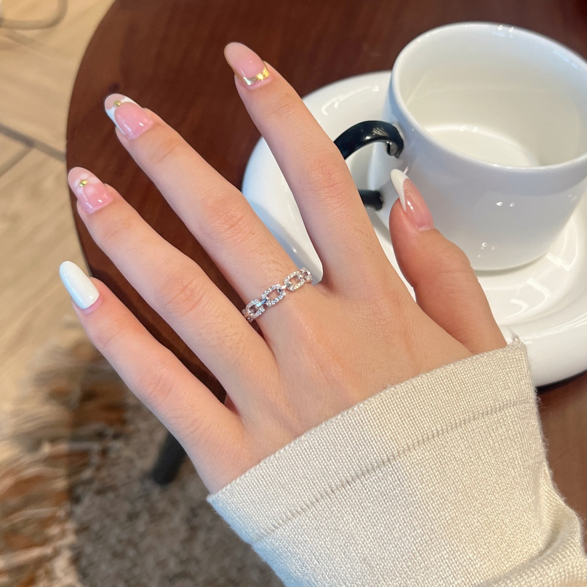 Anillo Moissanita Cadena 0.4CT