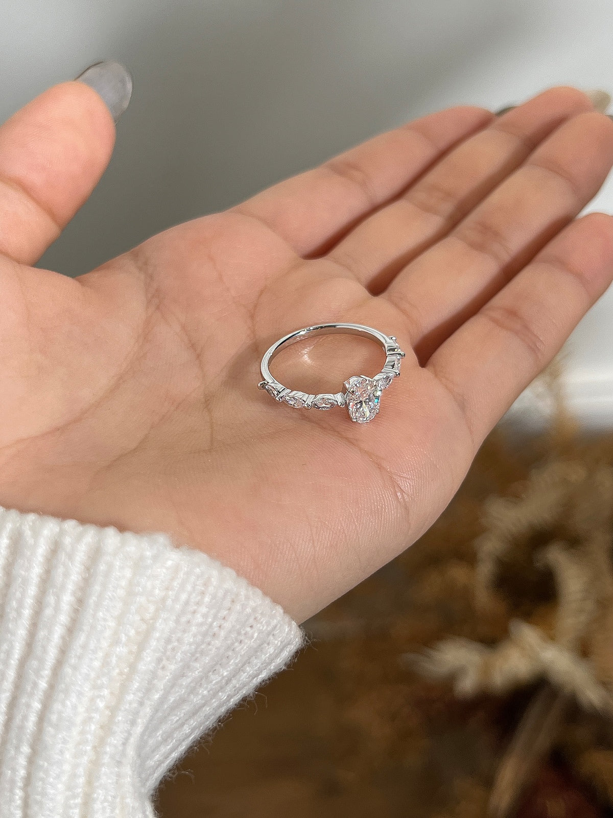 Anillo Moissanita Oval 0.8CT