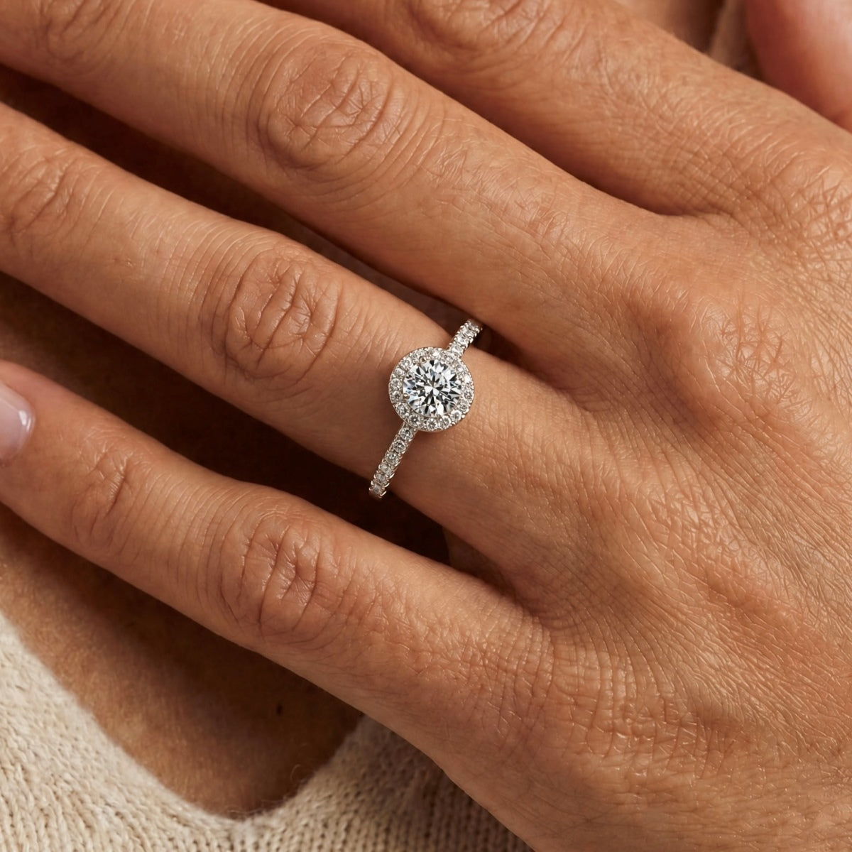 Anillo Moissanita Redonda 1.2CT