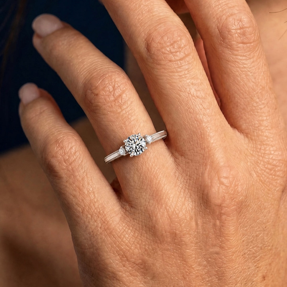 Anillo Moissanita Redonda 1.0CT