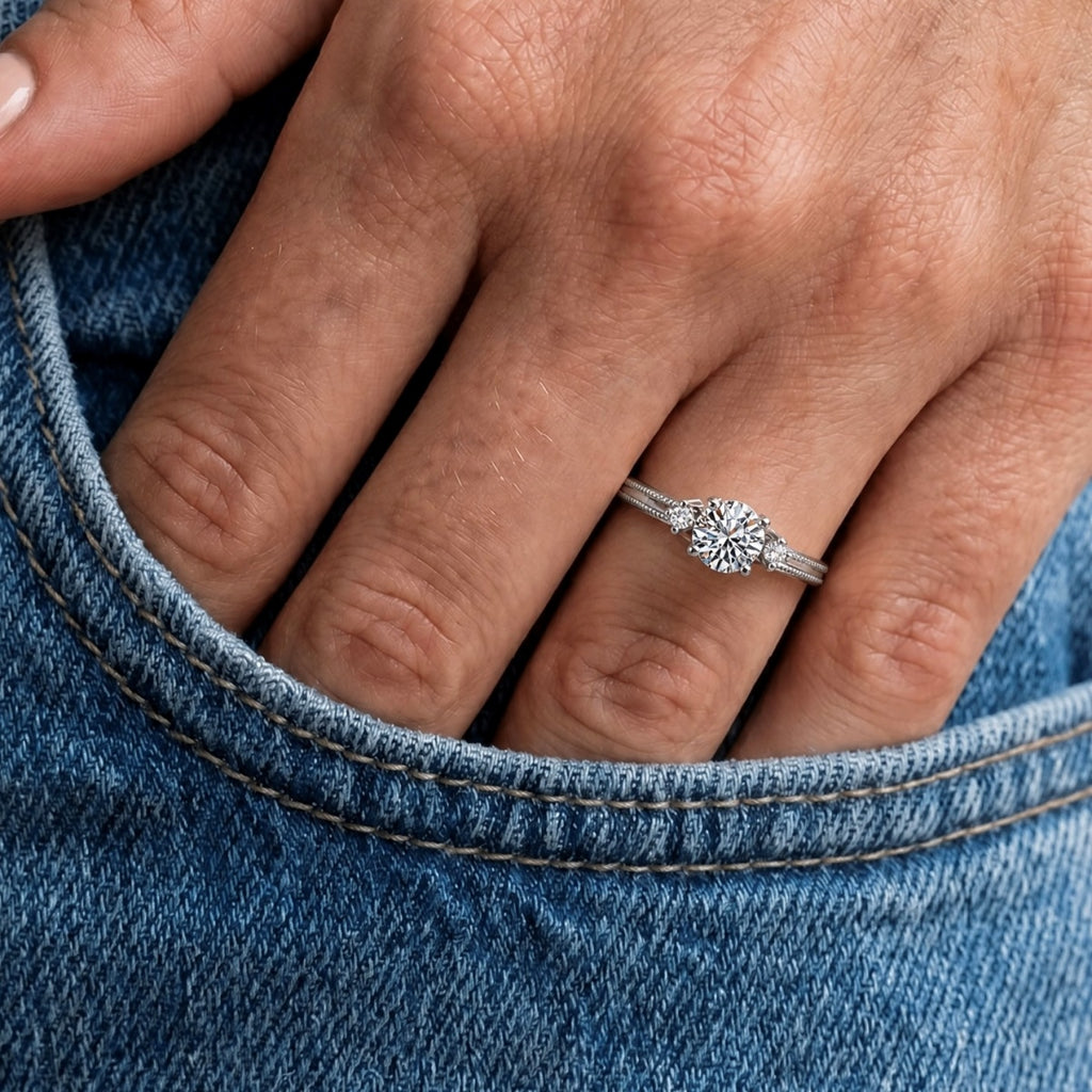 Anillo Moissanita Redonda 1.0CT