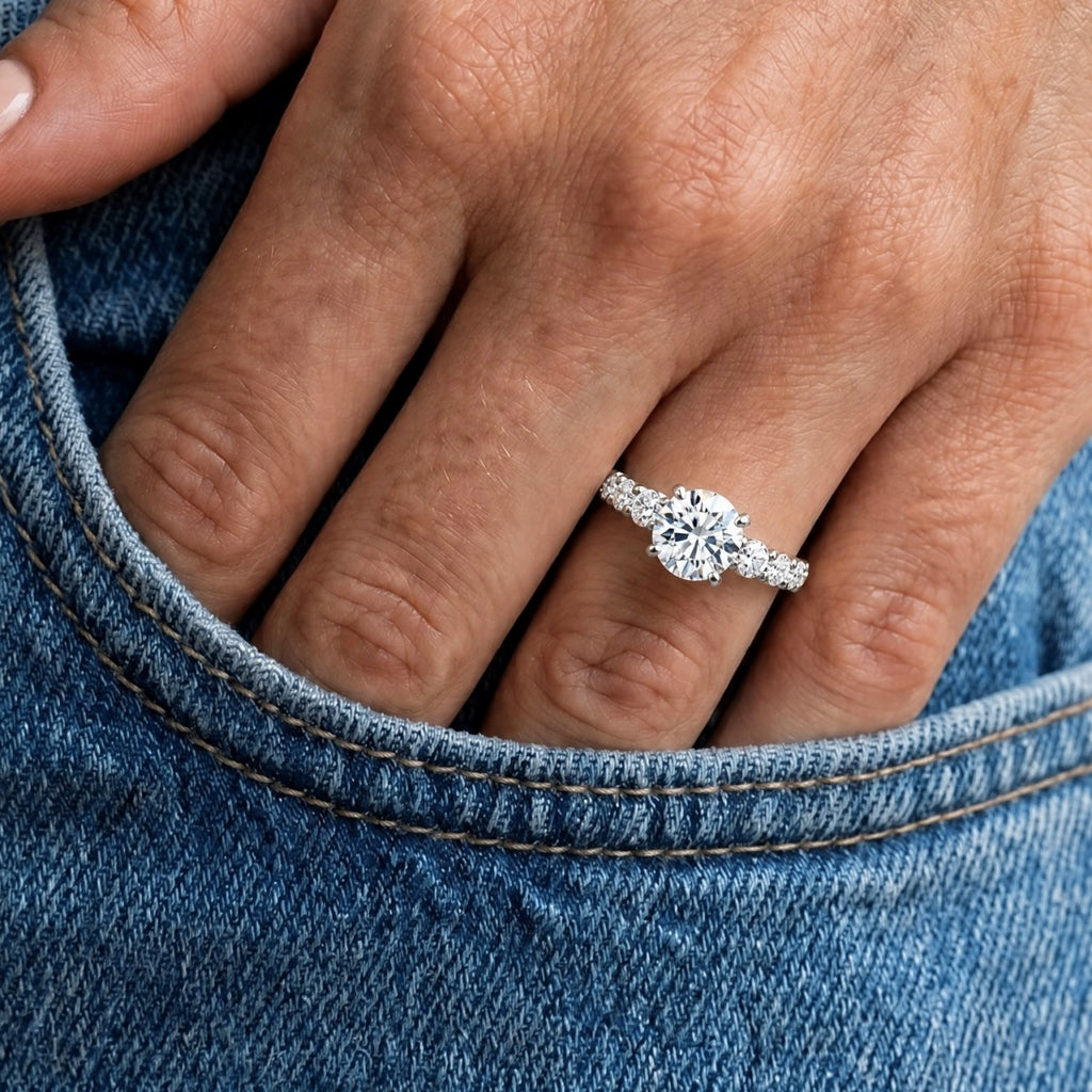 Anillo Moissanita Redonda 2.0CT