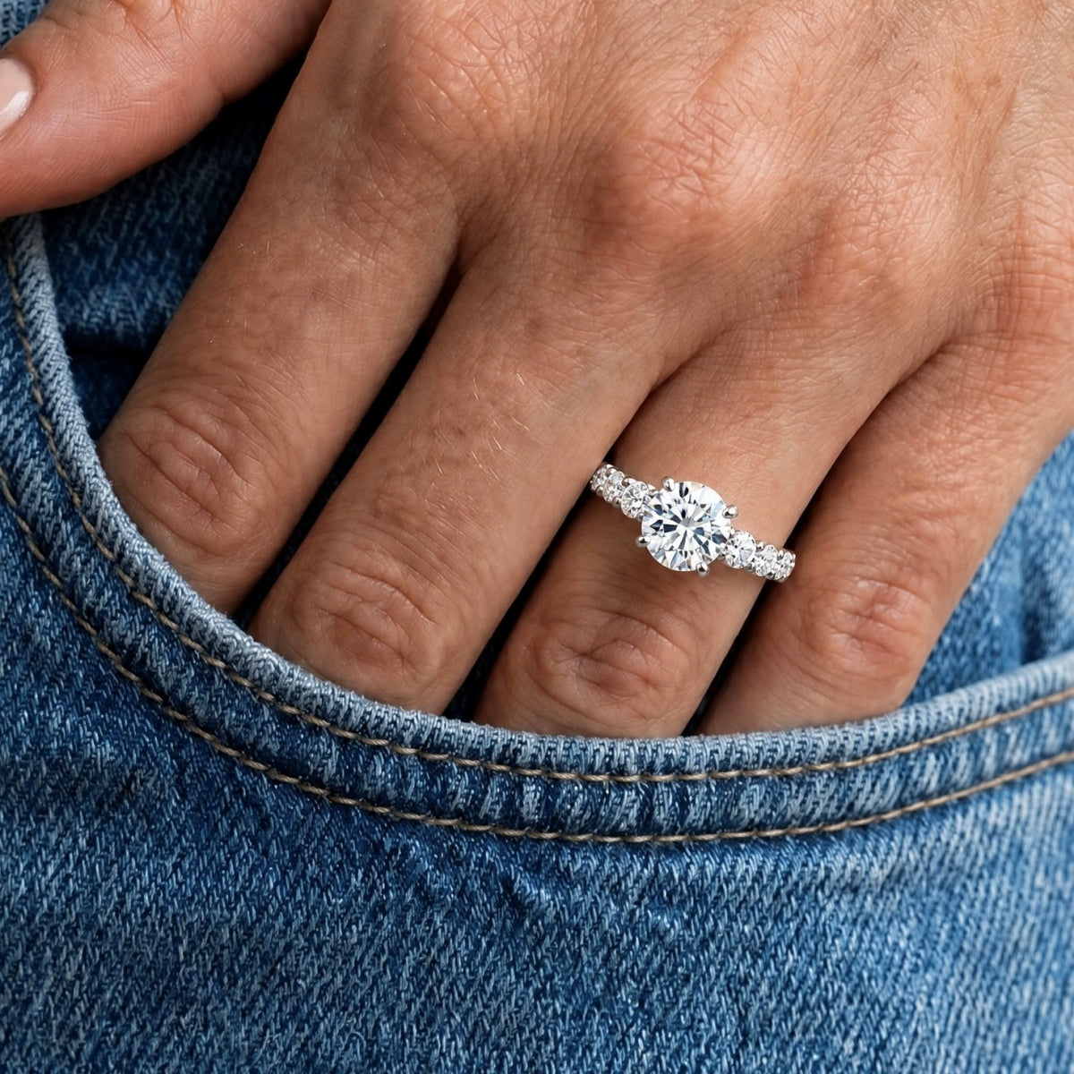 Anillo Moissanita Redonda 2.0CT