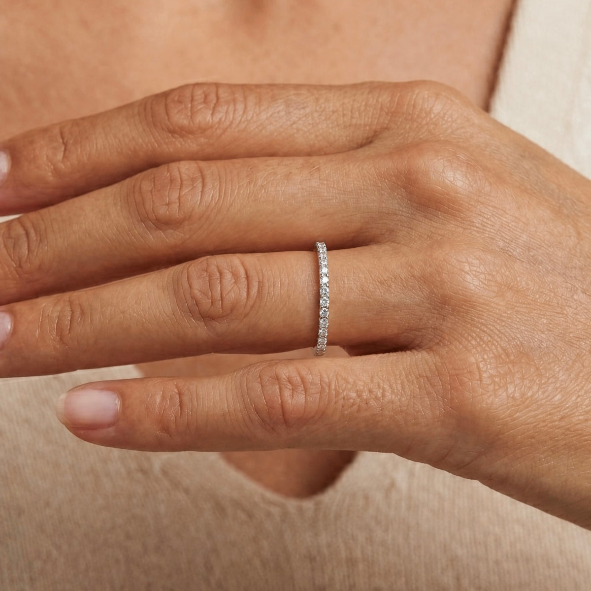Anillo Moissanita Redonda 0.015CT