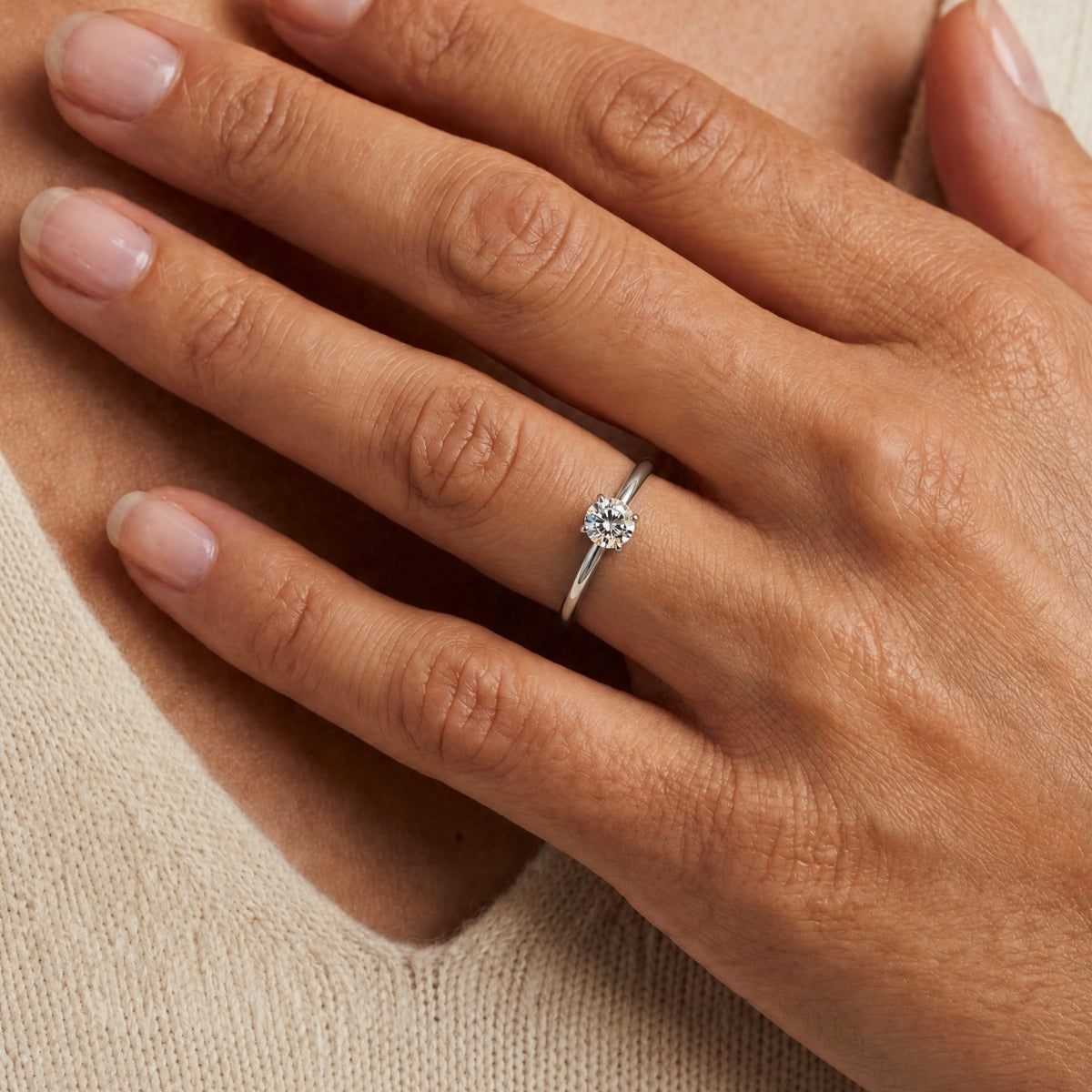 Anillo Moissanita Redonda 0.5CT