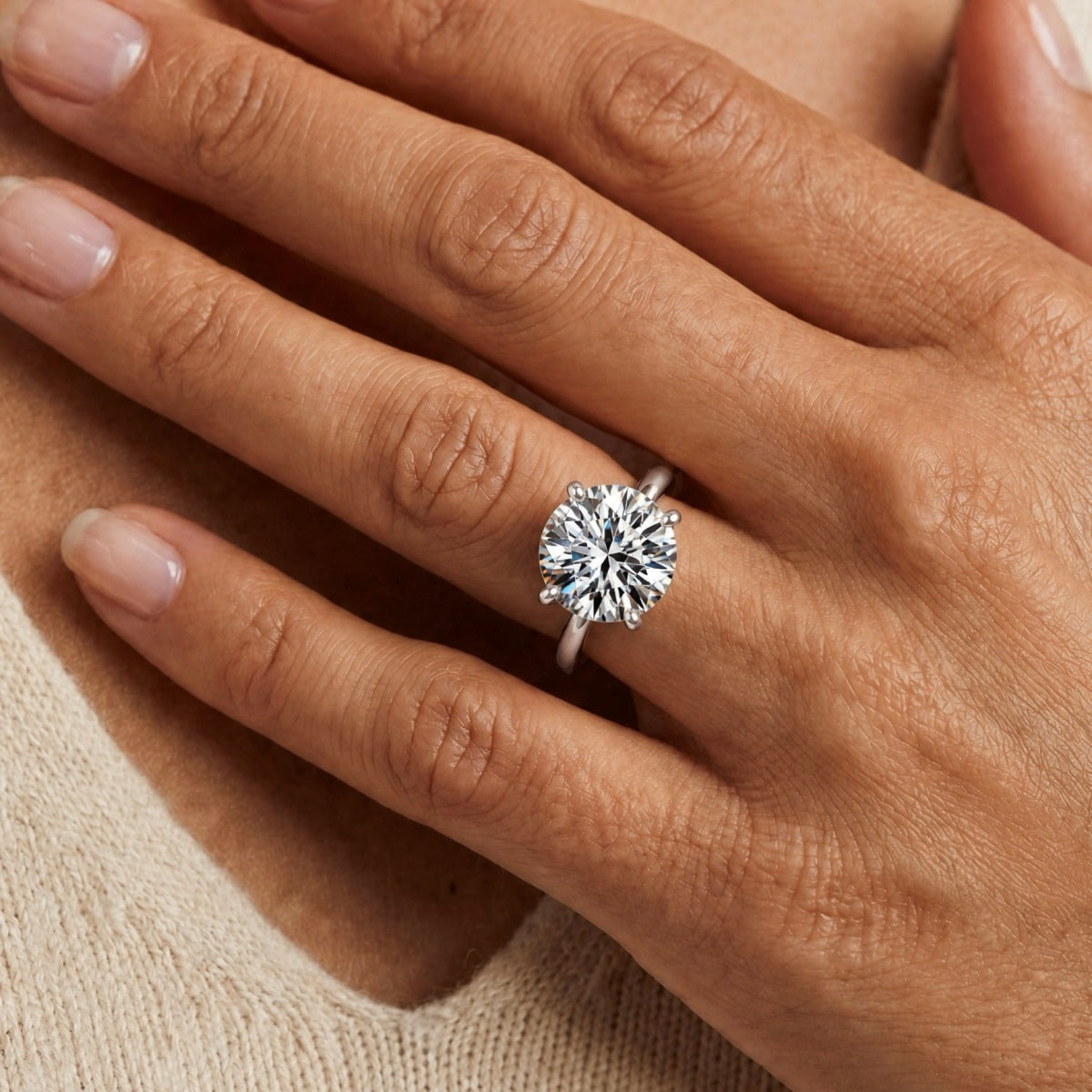 Anillo Moissanita Redonda 5.0CT