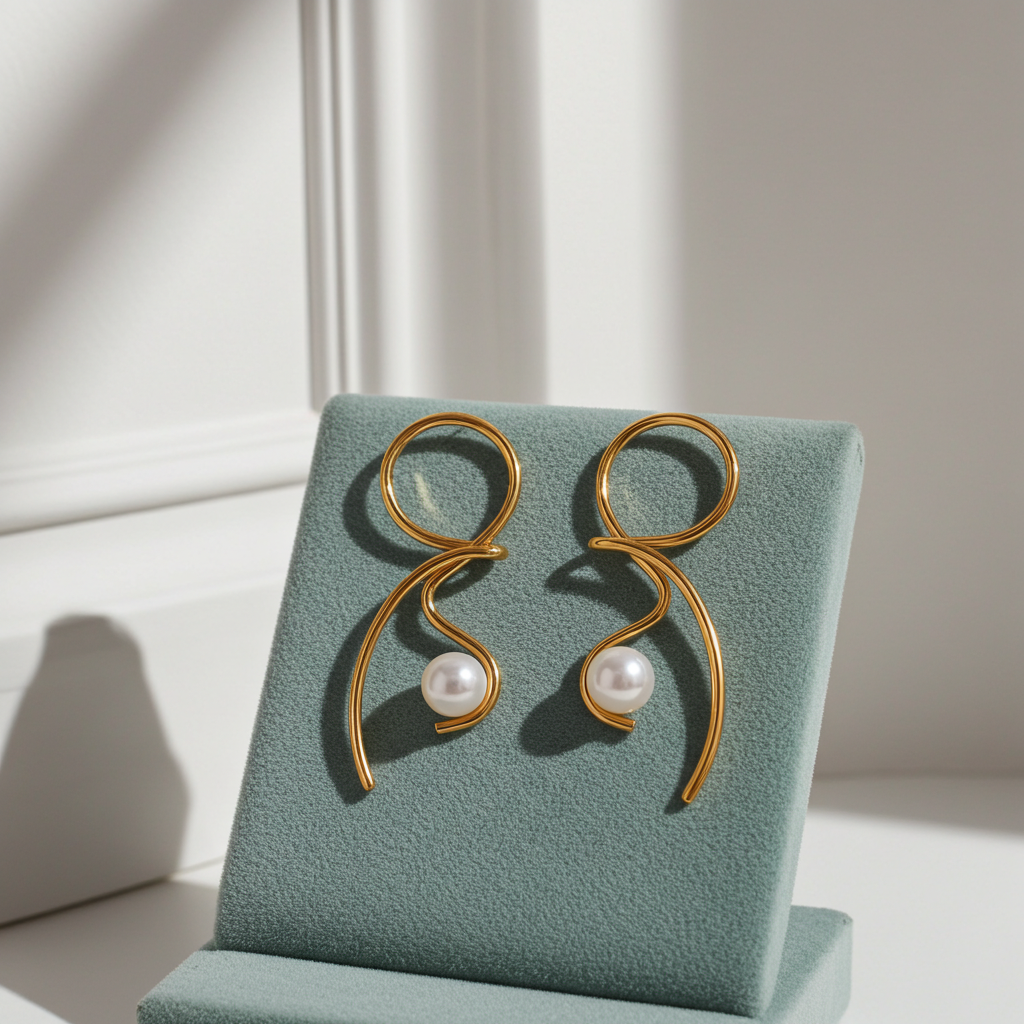 Pendientes Lazo Perla