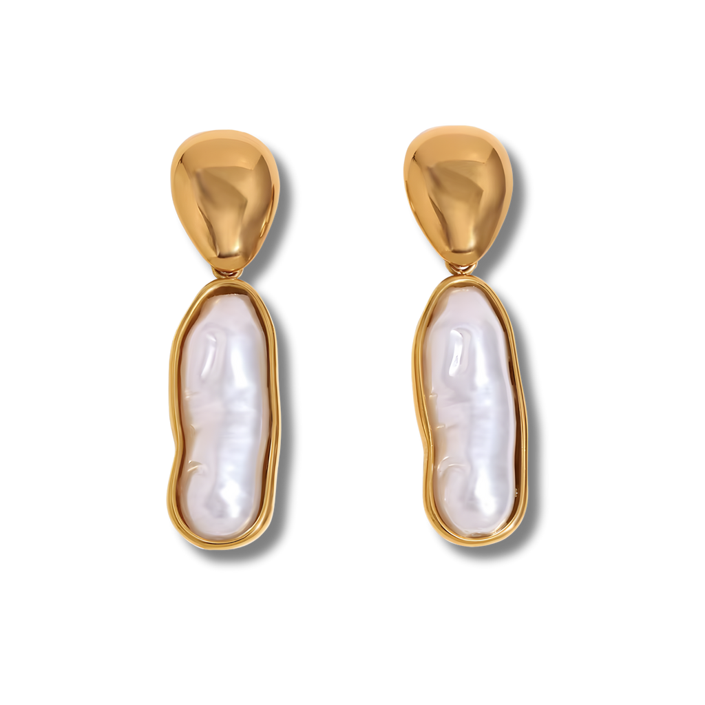 Pendientes Perla Línea Dorada