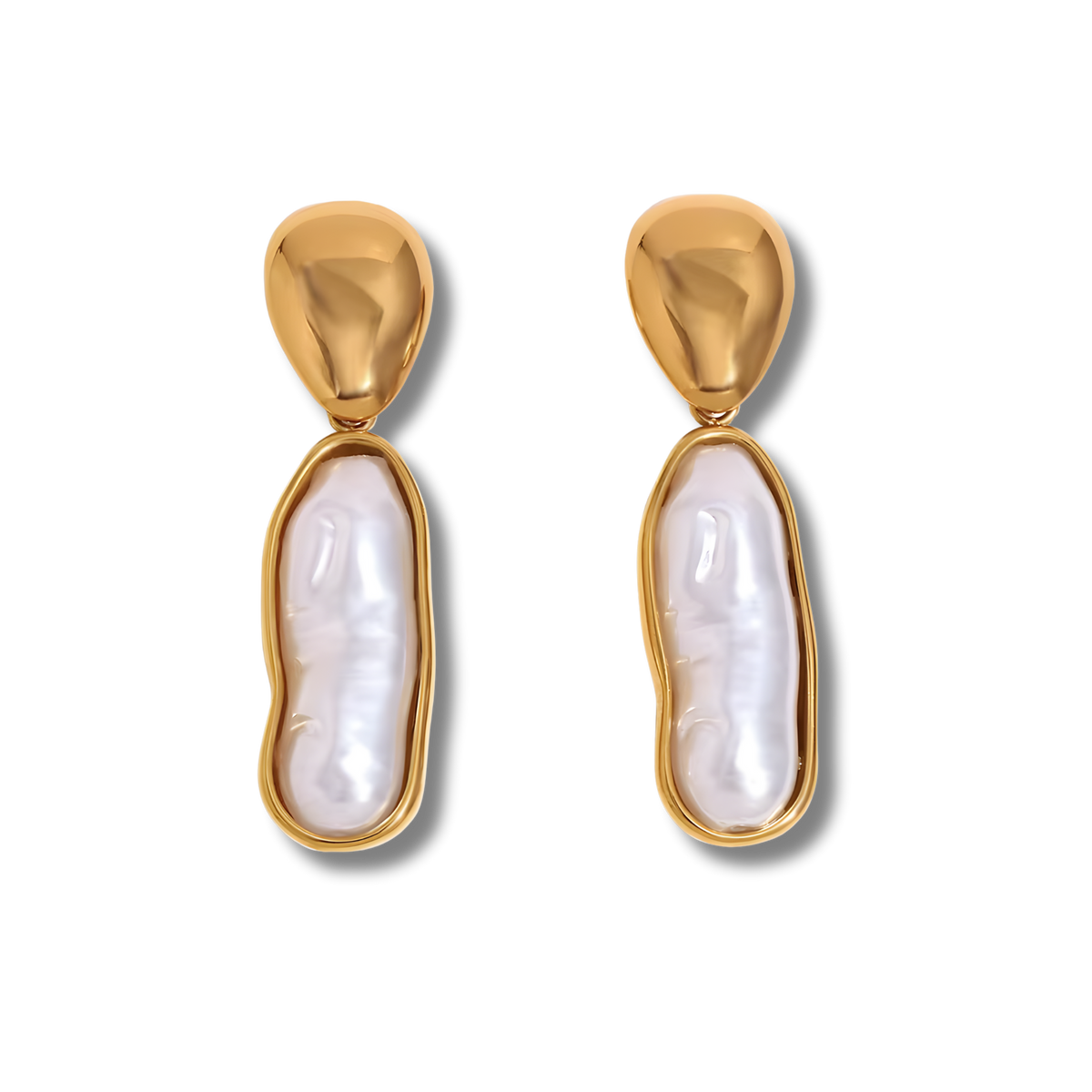 Pendientes dorados con perla de agua dulce de Joyería BRIORA