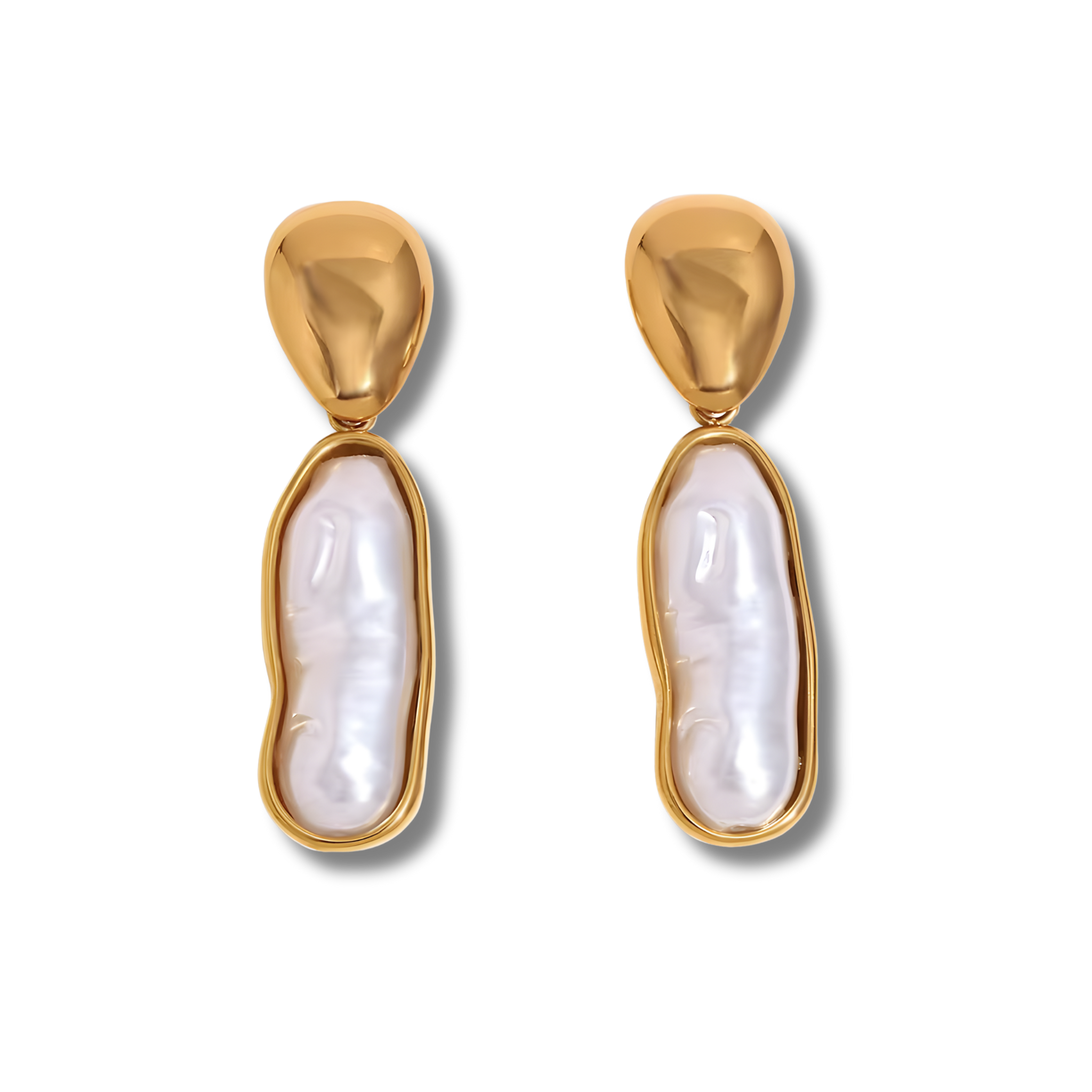 Pendientes Perla Línea Dorada