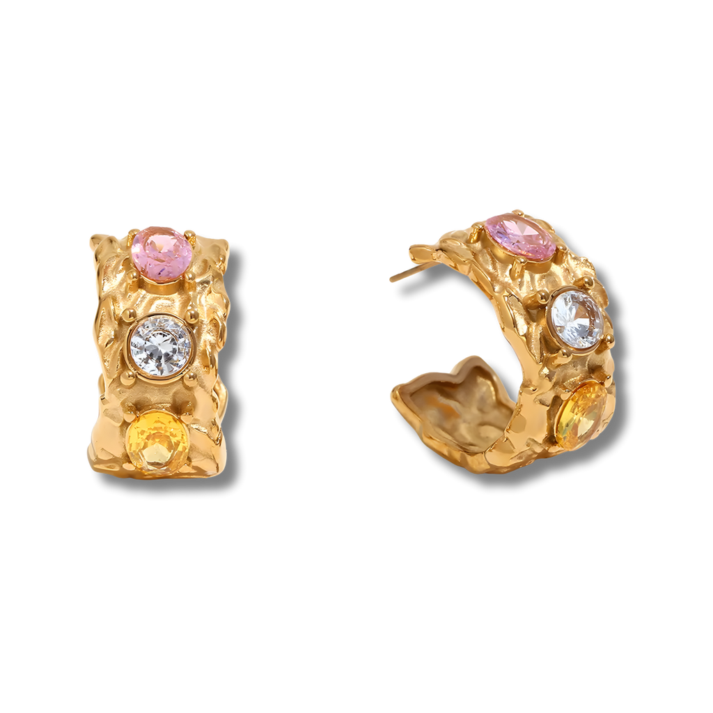 Pendientes Relieve Prisma Dorados