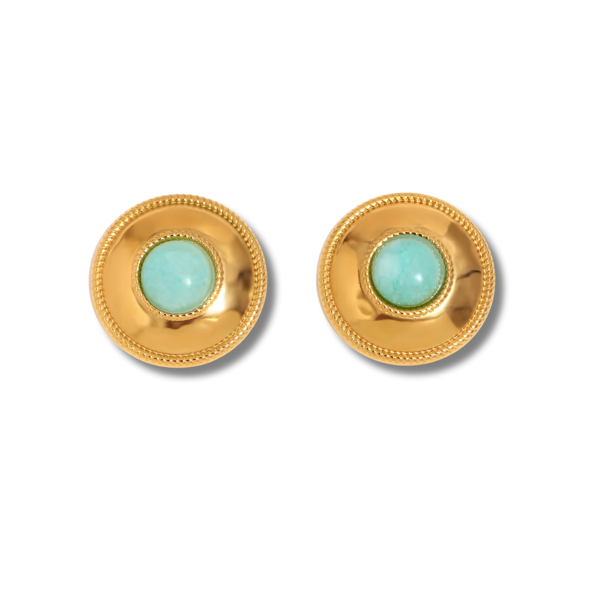 Pendientes Vintage Verdes BRIORA estilo botón con piedra