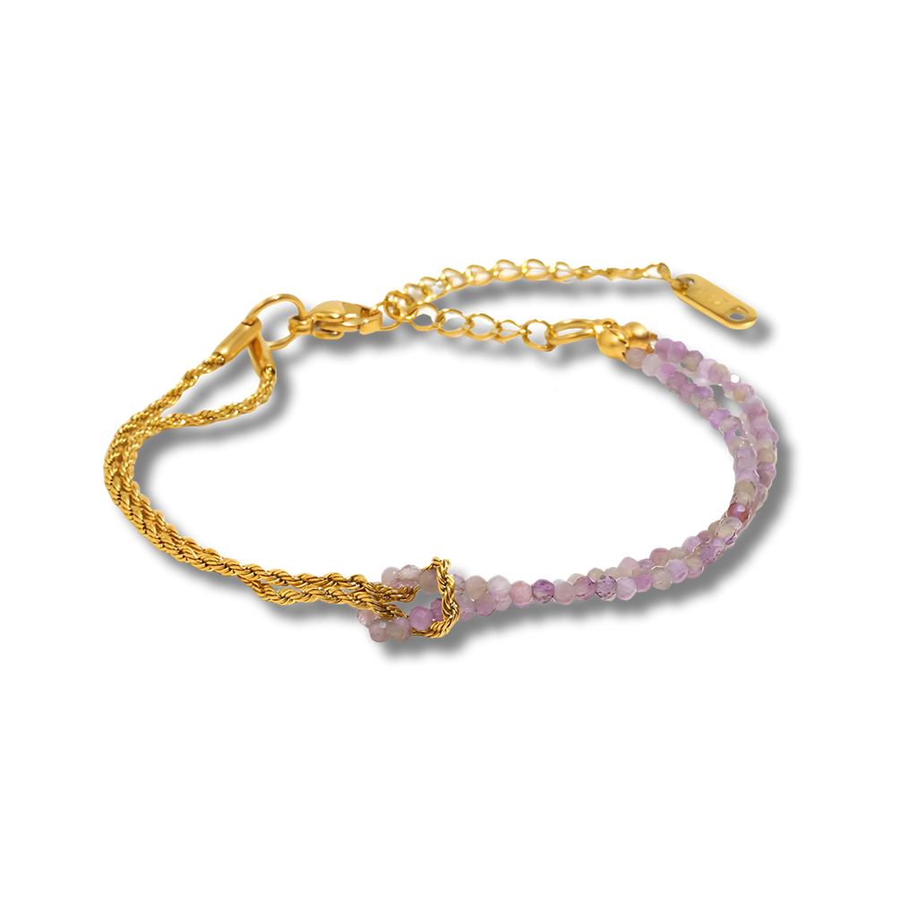 Pulsera Rope Piedra Asimétrica Malva