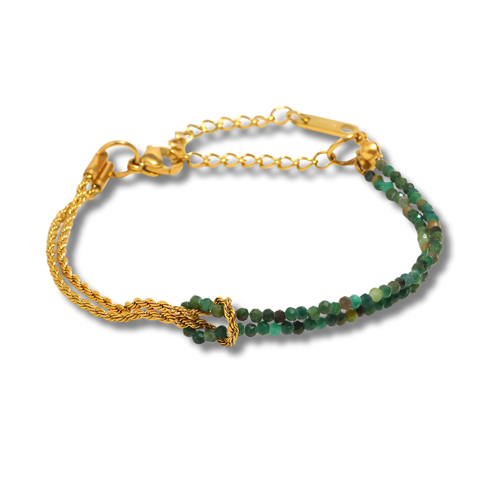 Pulsera Rope Piedra Asimétrica Verde