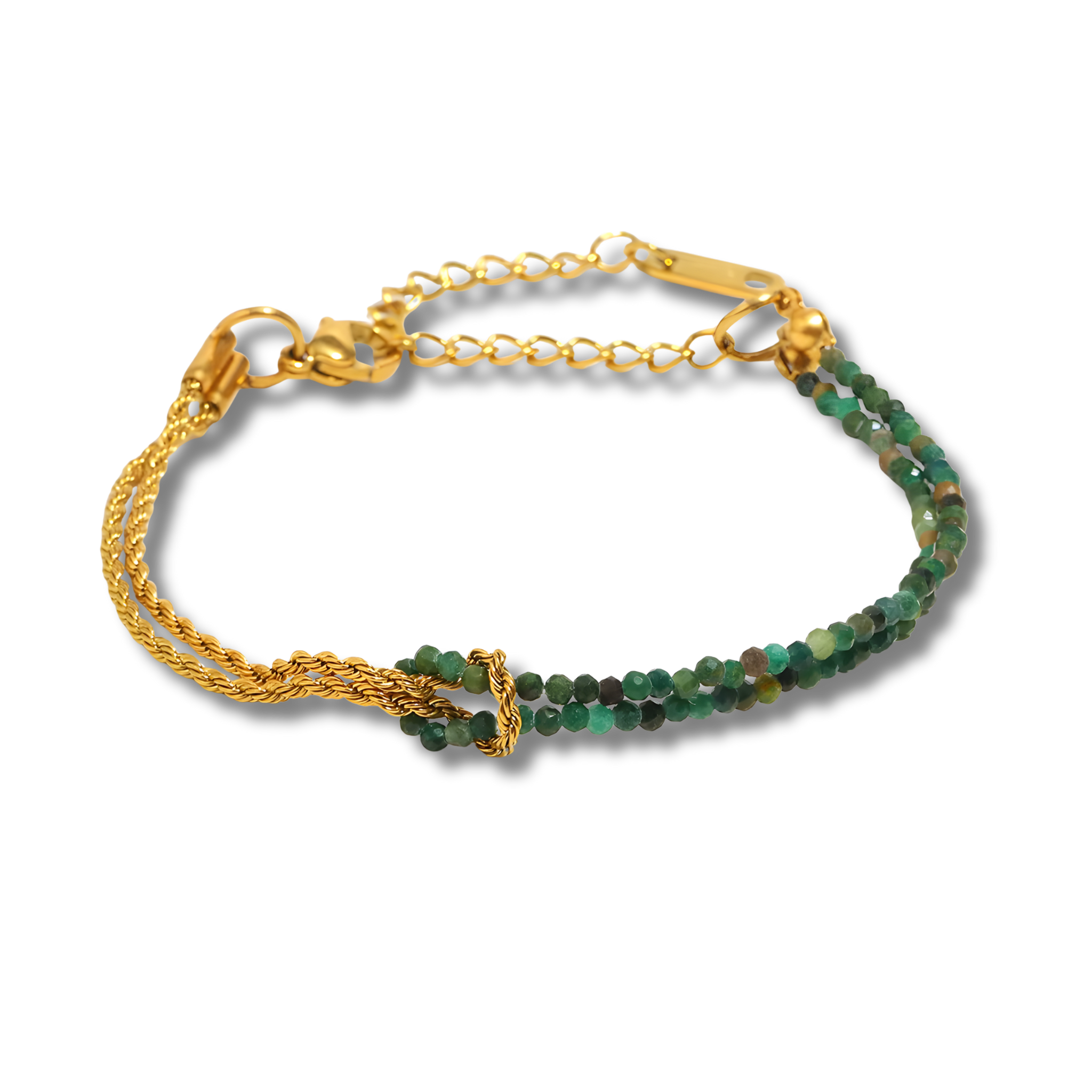 Pulsera Rope Piedra Asimétrica Verde