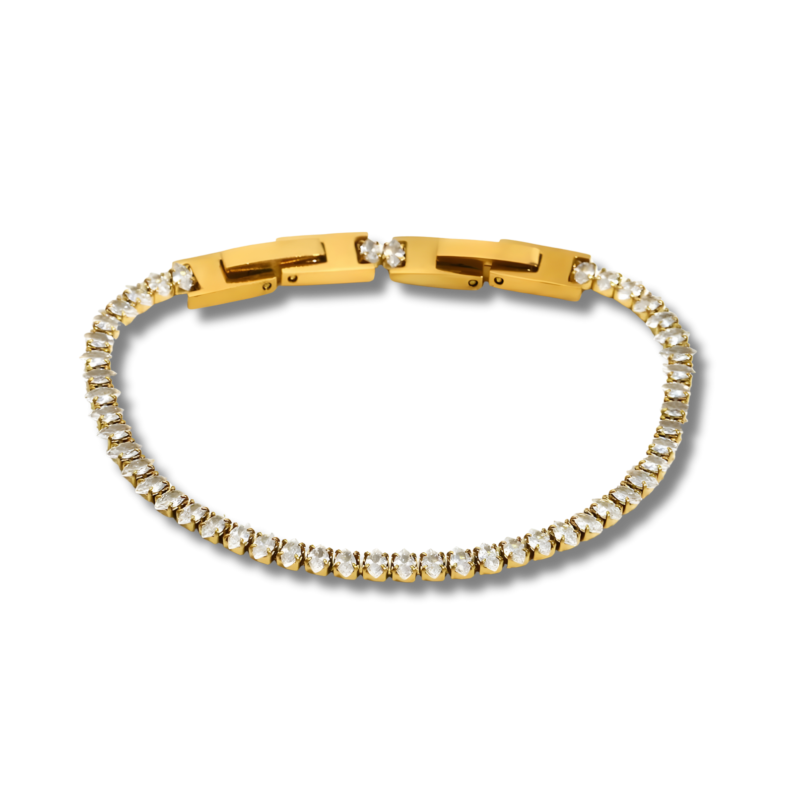 Pulsera Tenis Línea de Luz de BRIORA en dorado con circonitas marquise