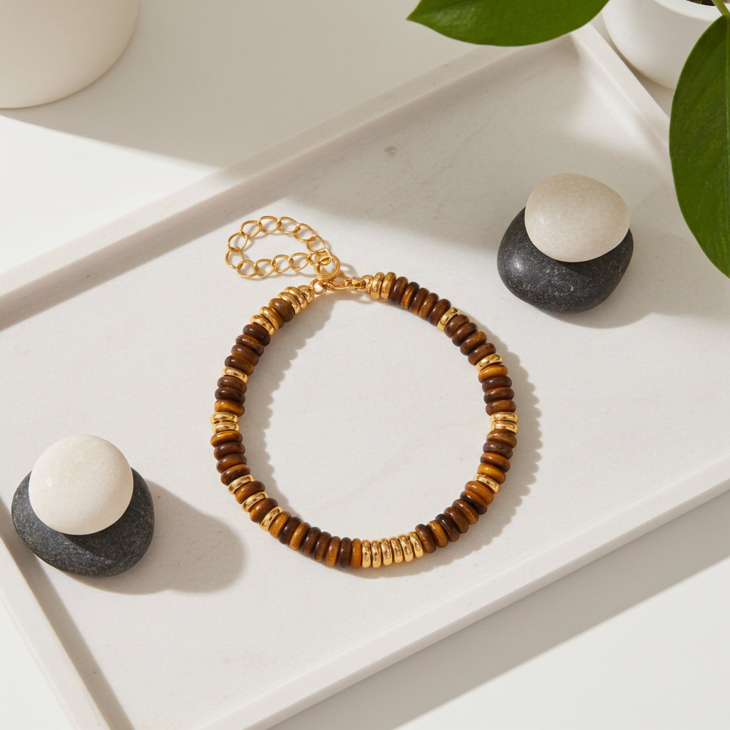 Pulsera Terra Tiger de BRIORA con tonos miel y dorados