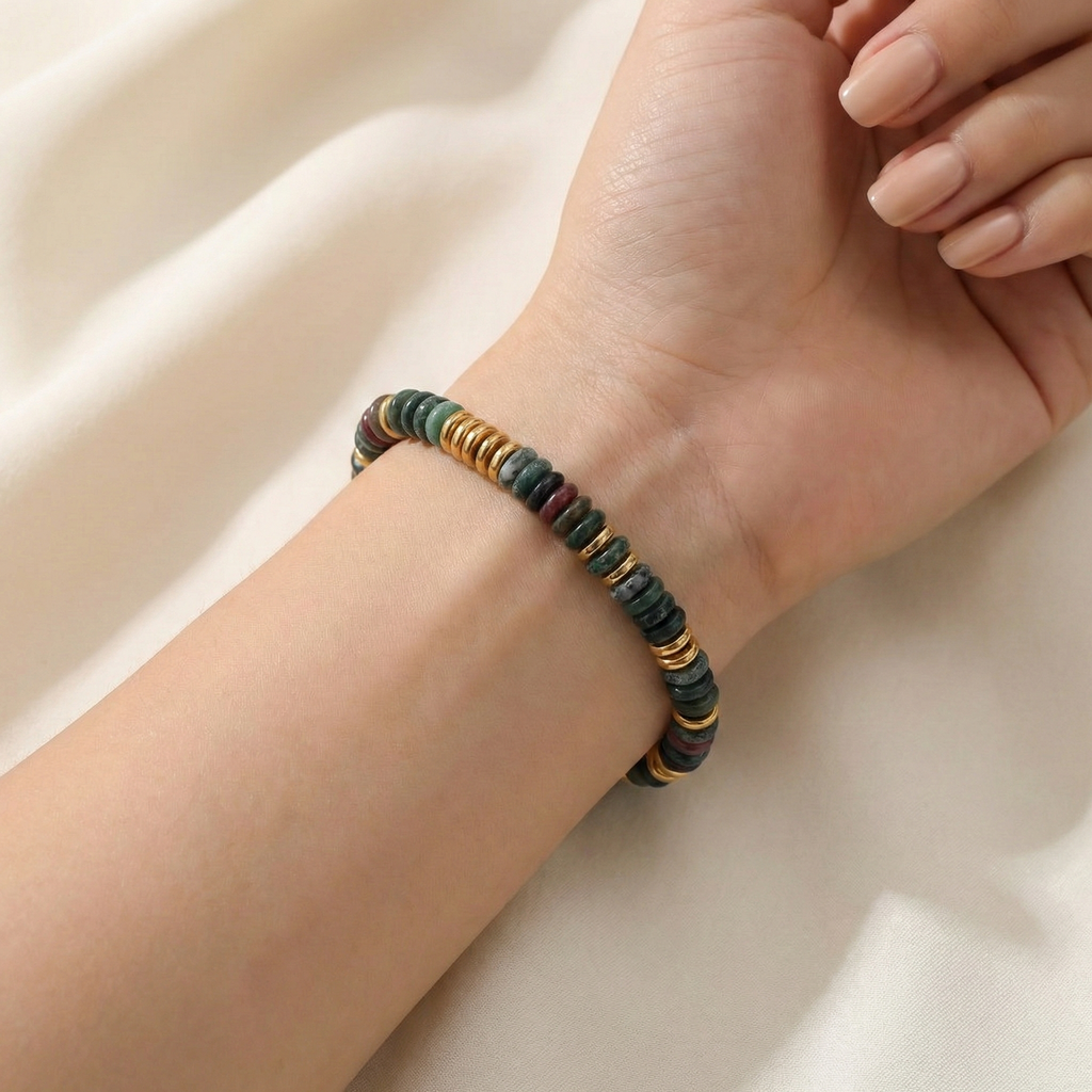 Pulsera Calm Grey Green Stone