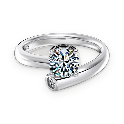 Anillo abierto de moissanita 1 ct en plata