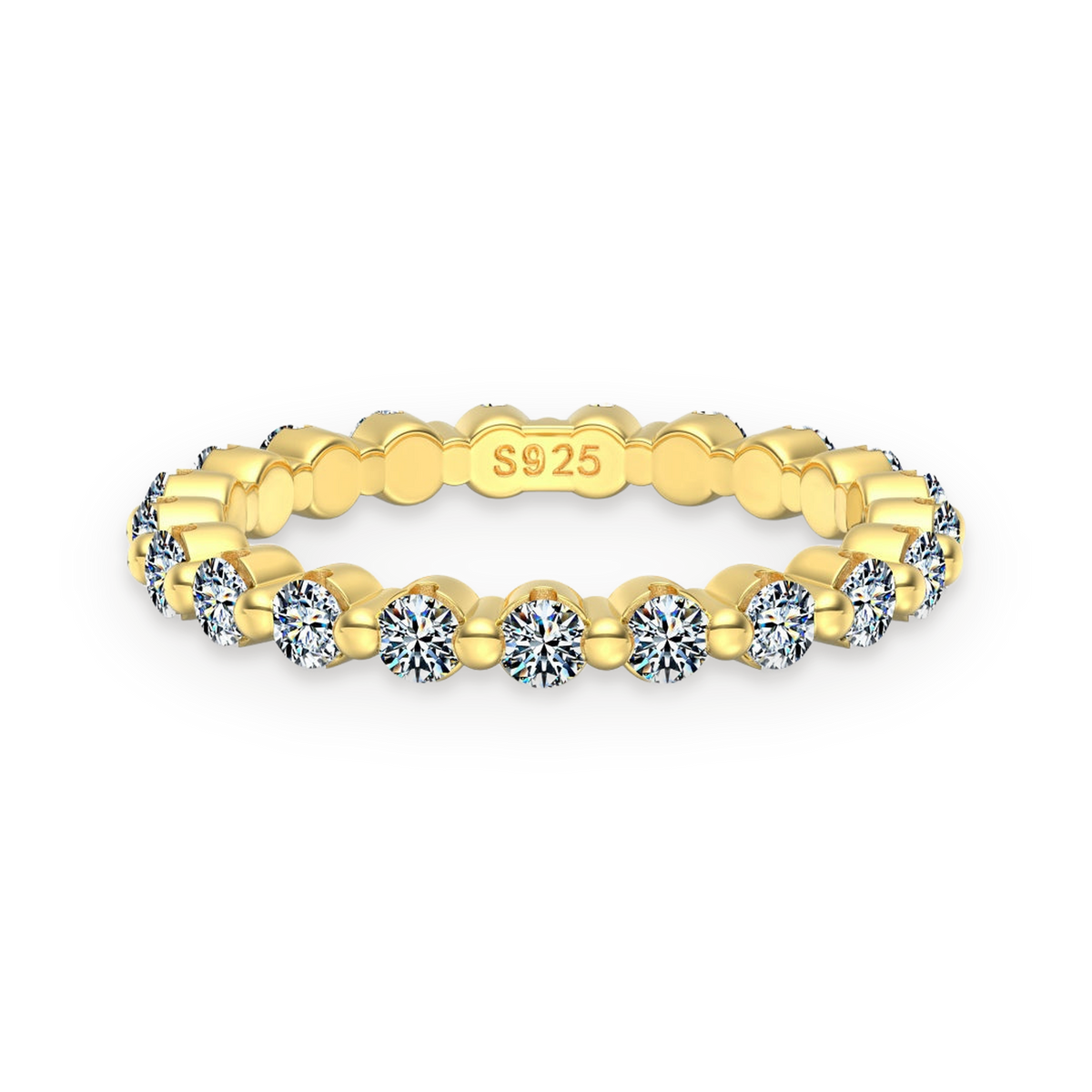 Anillo alianza completa de moissanitas 0,045 ct dorado