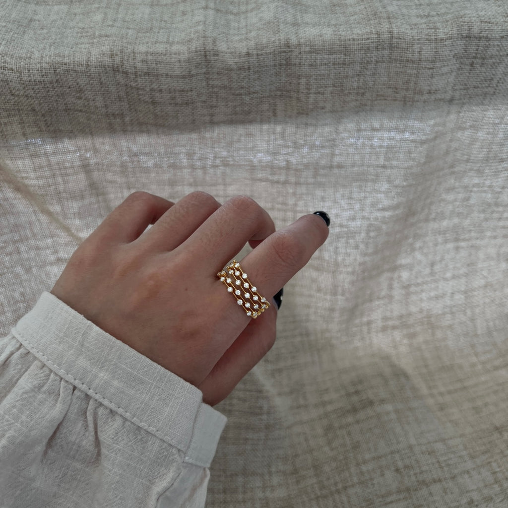 Anillo de bandas de moissanitas 0,54 ct en plata