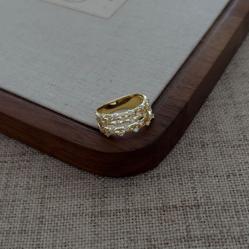 Anillo de bandas de moissanitas 0,54 ct en plata