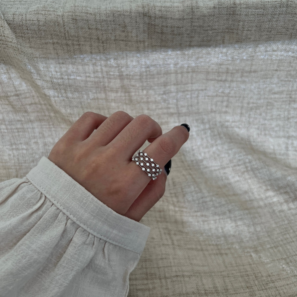 Anillo de bandas de moissanitas 0,54 ct en plata