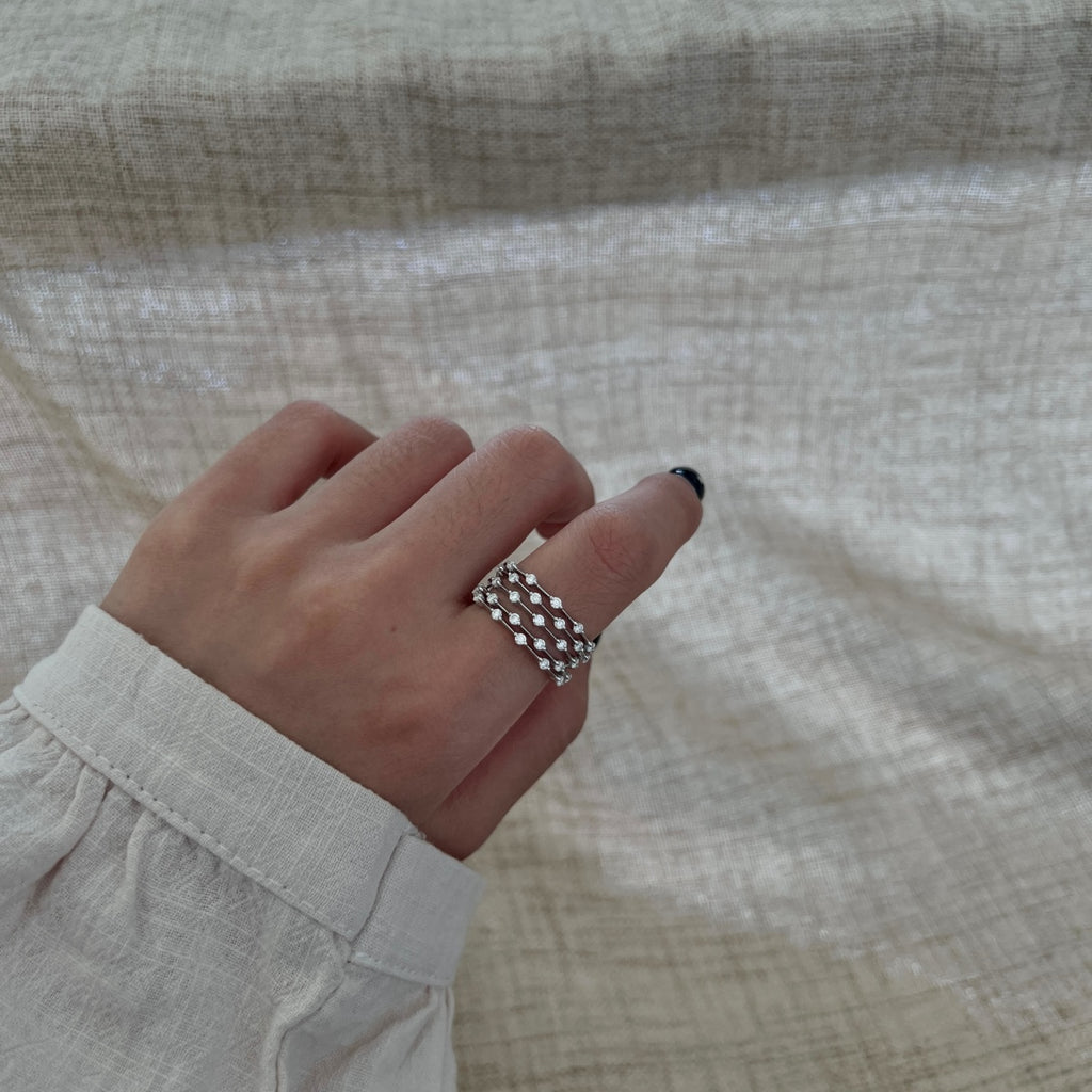 Anillo de bandas de moissanitas 0,54 ct en plata