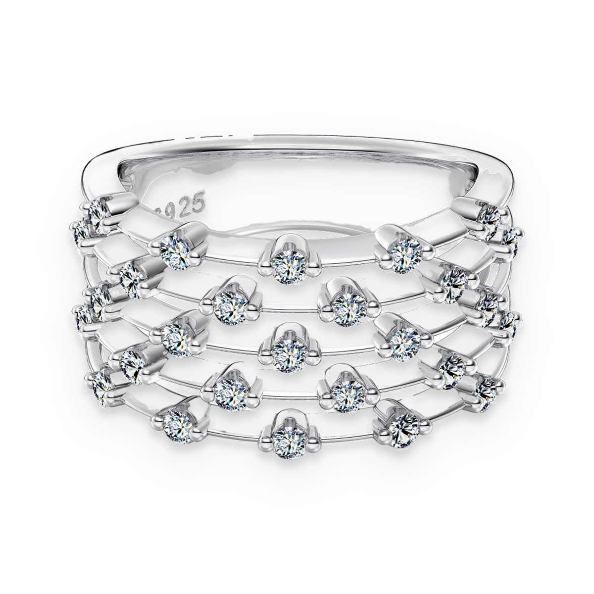 Anillo banda de moissanitas 0,02 ct en plata