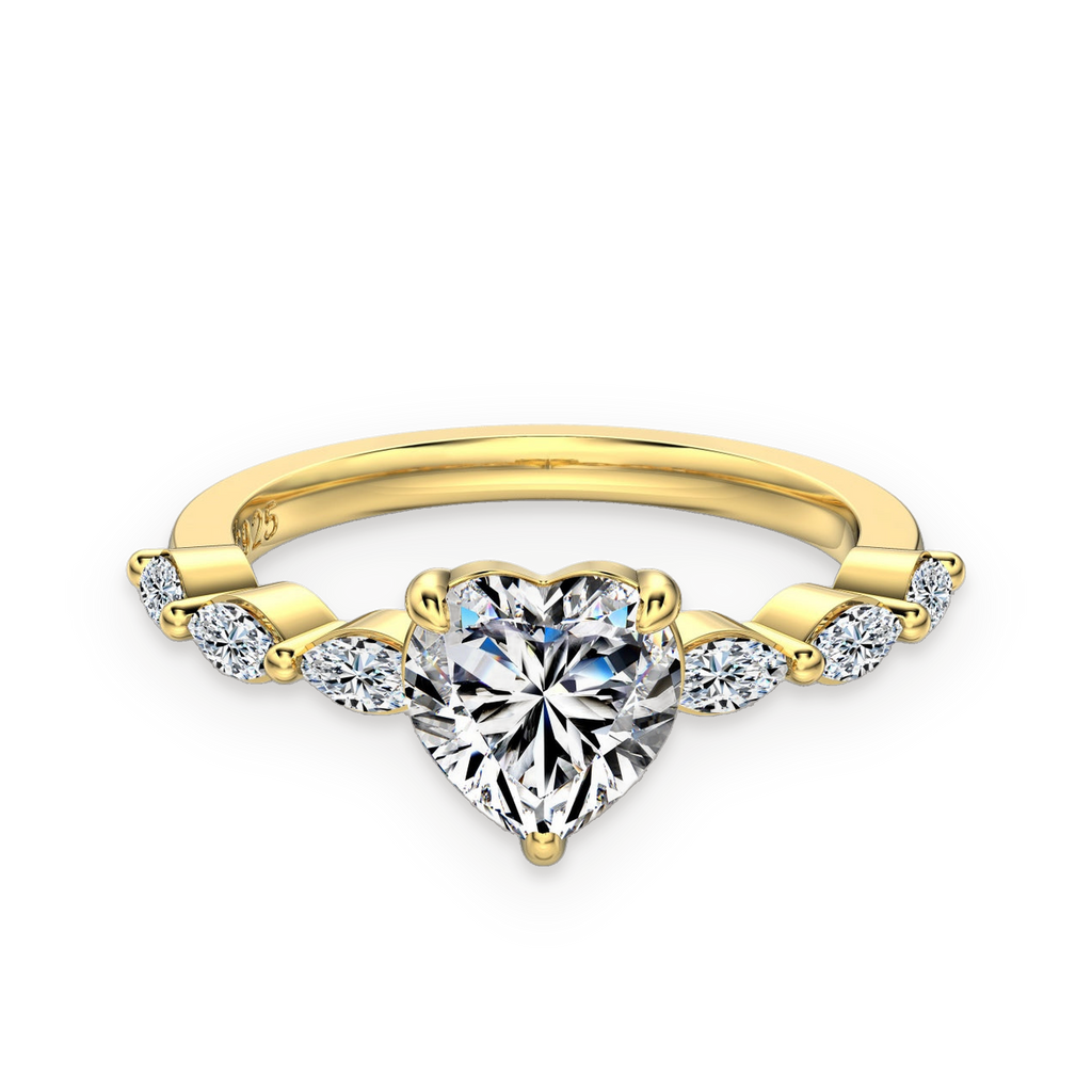 Anillo con corazón de moissanita 1,2 ct dorado