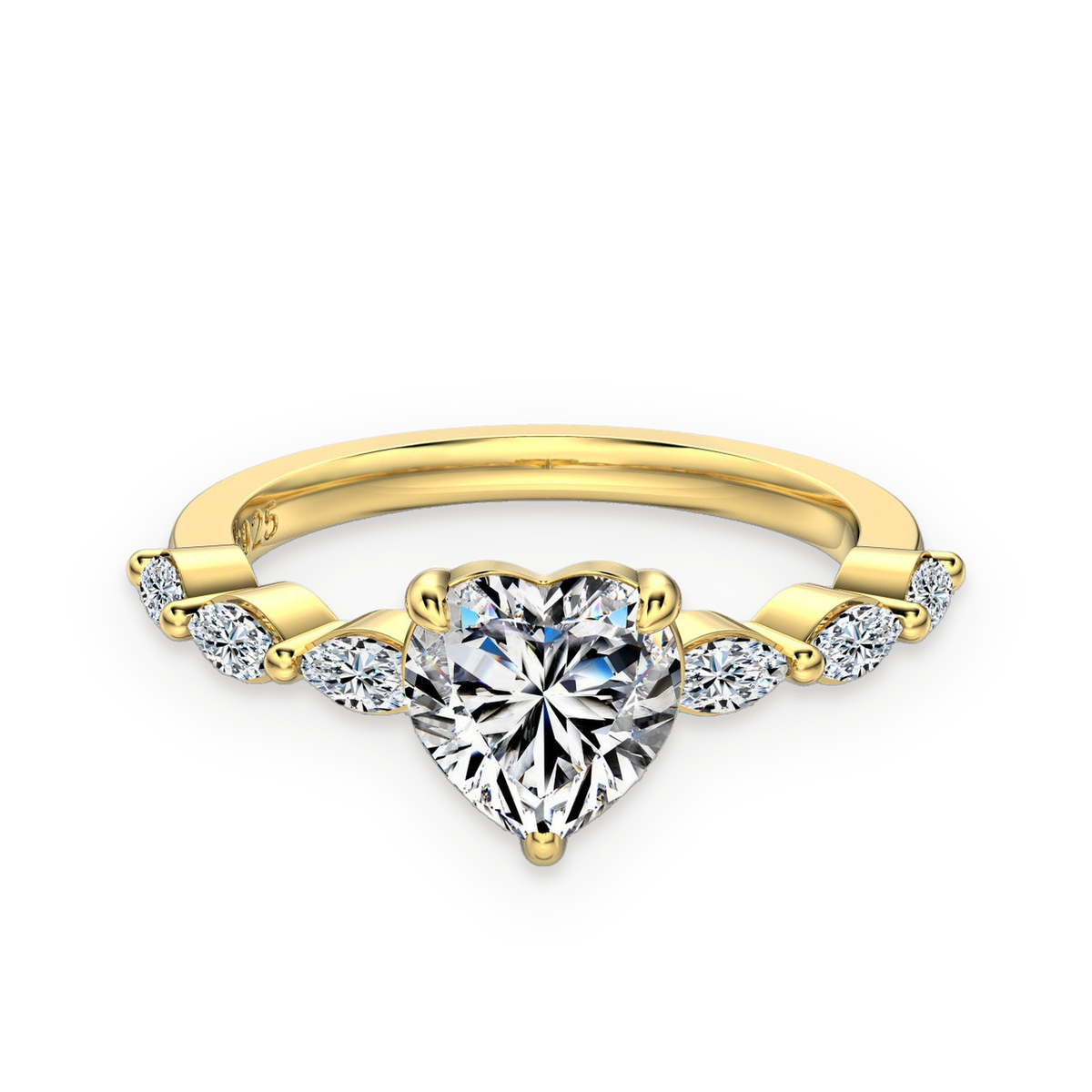 Anillo con corazón de moissanita 1,2 ct dorado