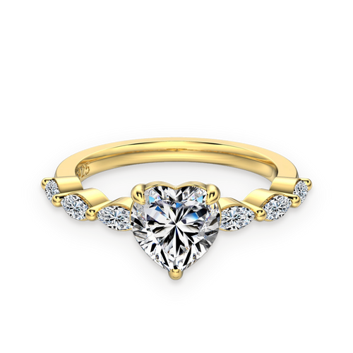 Anillo con corazón de moissanita 1,2 ct dorado