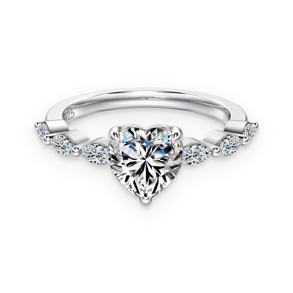 Anillo con corazón de moissanita 1,2 ct en plata