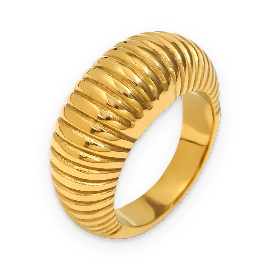 Anillo de banda en acero dorado