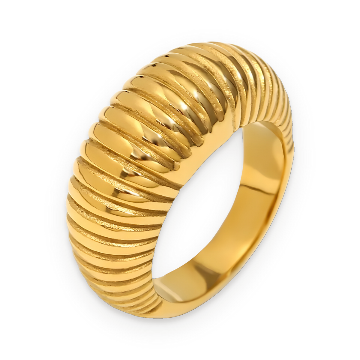 Anillo de banda en acero dorado
