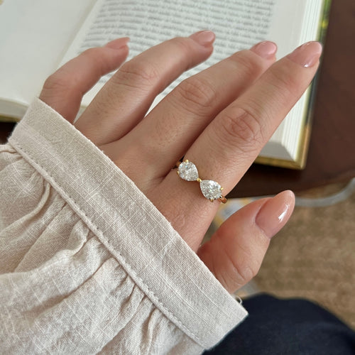 Anillo abierto de moissanitas 2,5 ct dorado