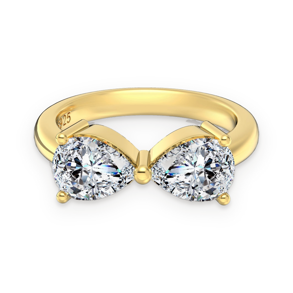 Anillo de dos moissanitas 1,25 ct dorado
