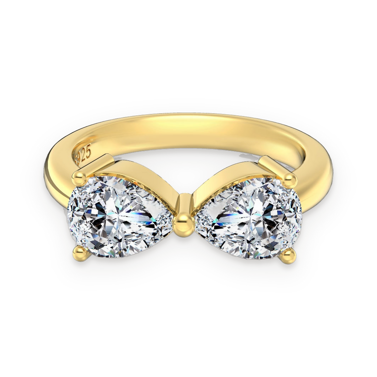 Anillo de dos moissanitas 1,25 ct dorado