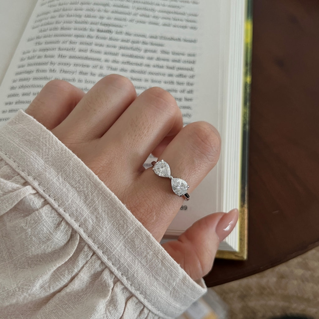 Anillo abierto de moissanitas 2,5 ct en plata
