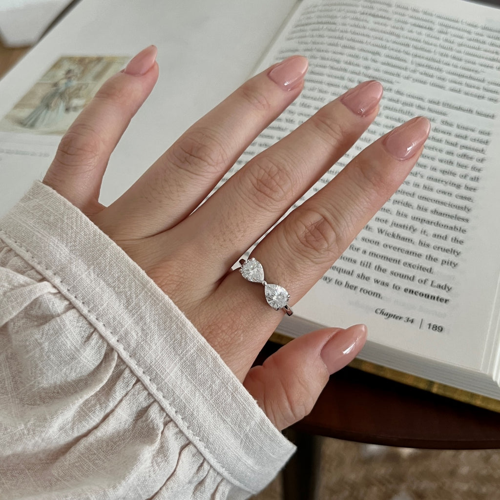 Anillo abierto de moissanitas 2,5 ct en plata