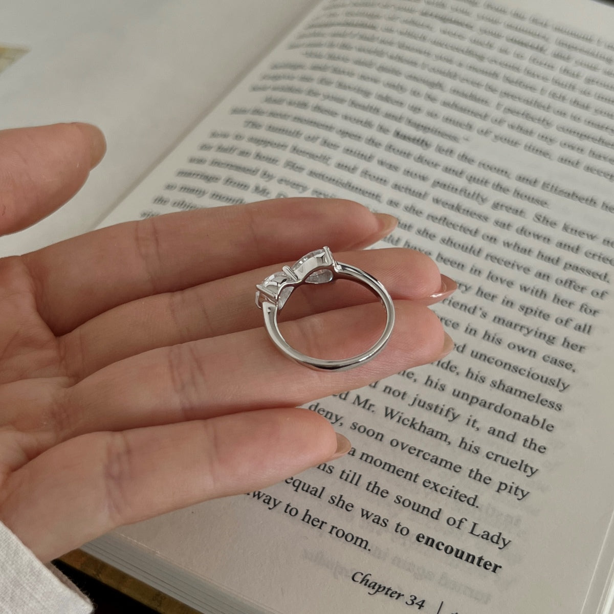 Anillo abierto de moissanitas 2,5 ct en plata